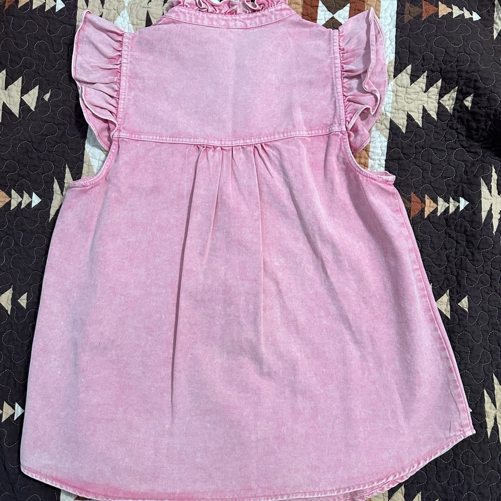 Pink Denim Ruffle Top NWT - Picture 5 of 6
